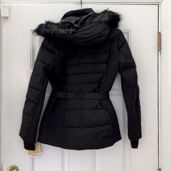 Michael Kors Faux Fur Trimmed Hood Belted Coat - Picture 7 of 7